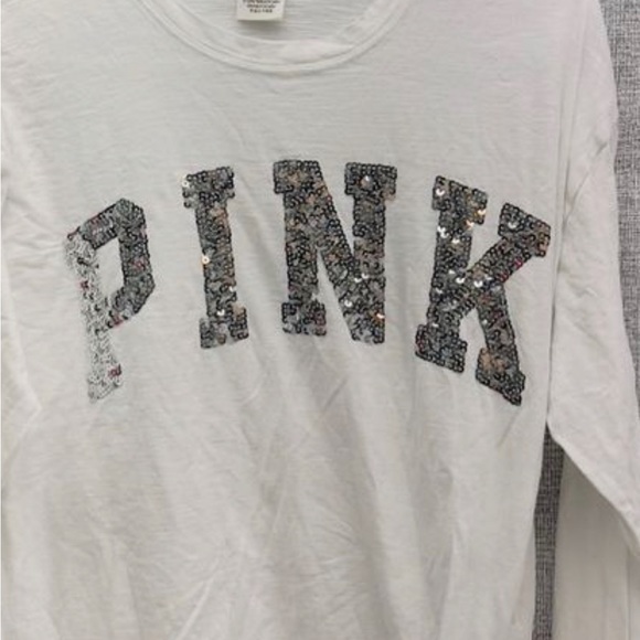 PINK Victoria's Secret Tops - VS PINK LONG SLEEVE CAMPUS TEE BLING LOGO